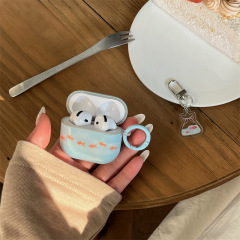 韓系の大衆の流行の青い油絵の金魚はAirpods4/3イヤホンの保護の殻のカバーの2proの2世代を適用します。