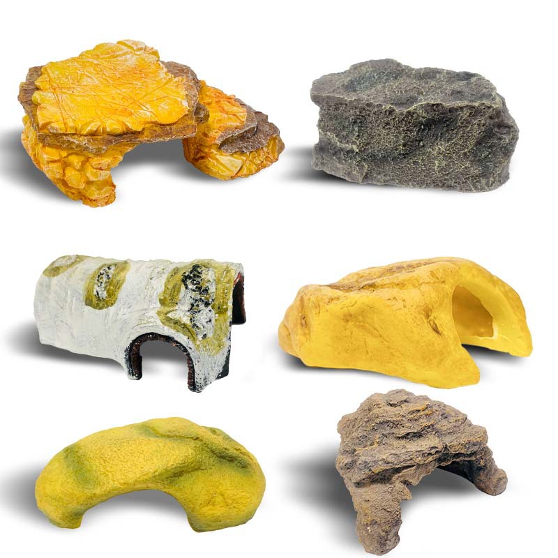 Acuario decoración real roca escondite Mesa pecera paisajismo resina artesanía roca escondite agujero árbol agujero tortuga Mesa