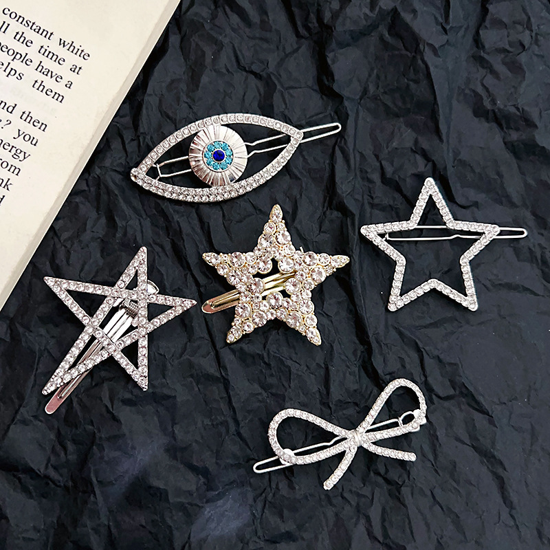 Fashion silver star diamond hair clip y2k niche Liu seaside duck mouth clip sweet cool wind hair accessories wholesale women