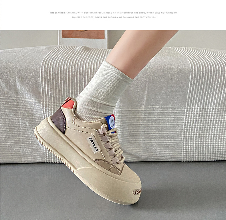 Petites chaussures blanches pour femmes, nouvelle collection d'automne pour étudiantes, édition coréenne, polyvalentes, décontractées, Instagram, chaussures tendance, semelle épaisse, chaussures de planche à la mode, 2024_voghion.com