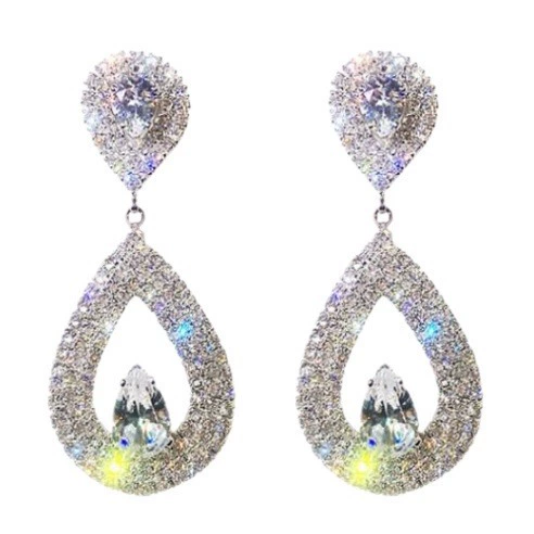 Design elegant earrings, high-quality style, micro incrustation, diamond encrusted