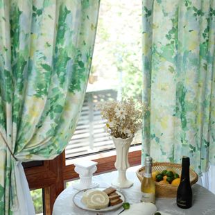 American Retro Oil Painting Style Translucent Opaque Curtains French Pastoral Fresh Door Curtain Tablecloth Cabinet Curtain Window Screen