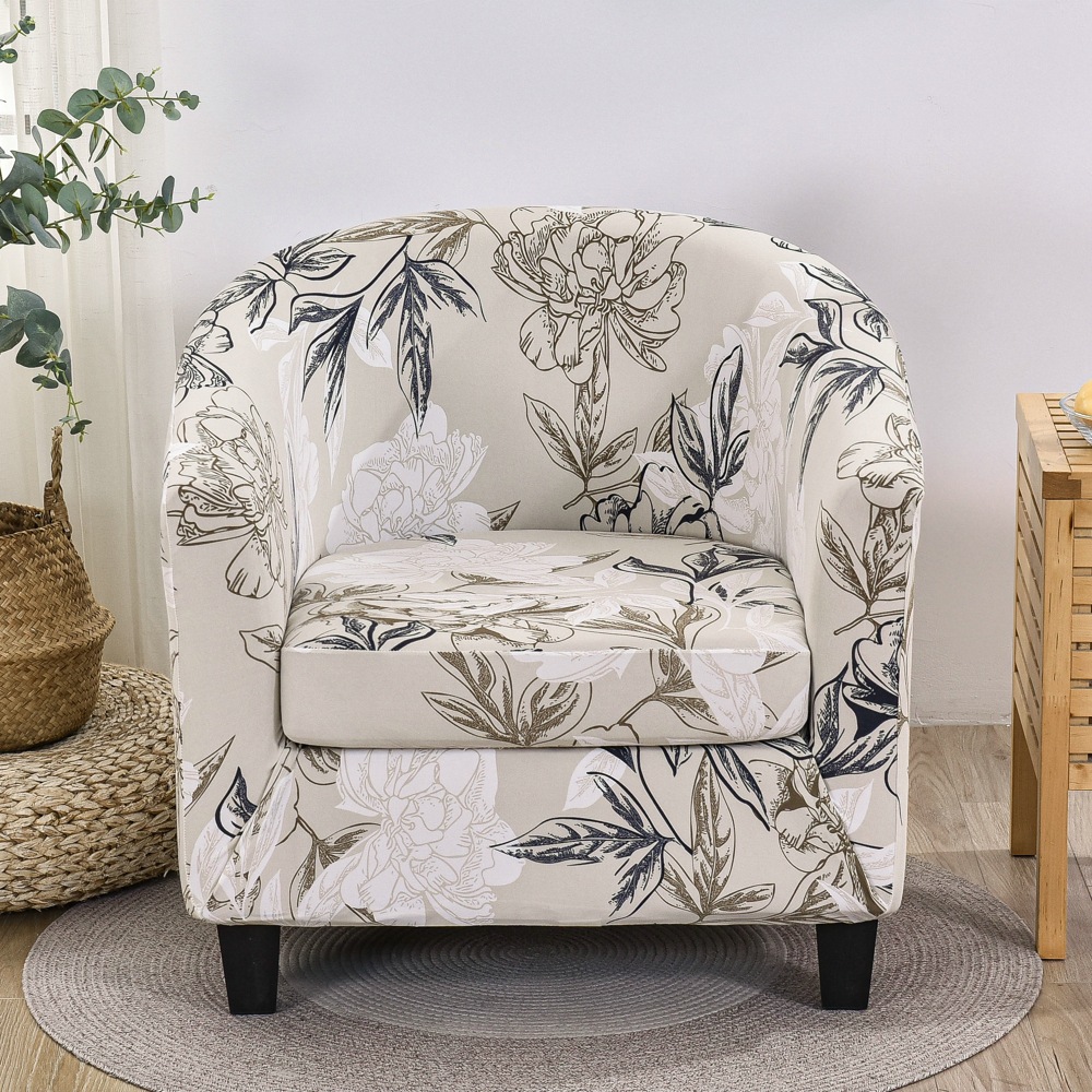 Solid Color Single Club Chair Cover Sofa Cover Full-inclusive Protective Cover Semi-circular Bathtub American Style Sofa Cover Cushion