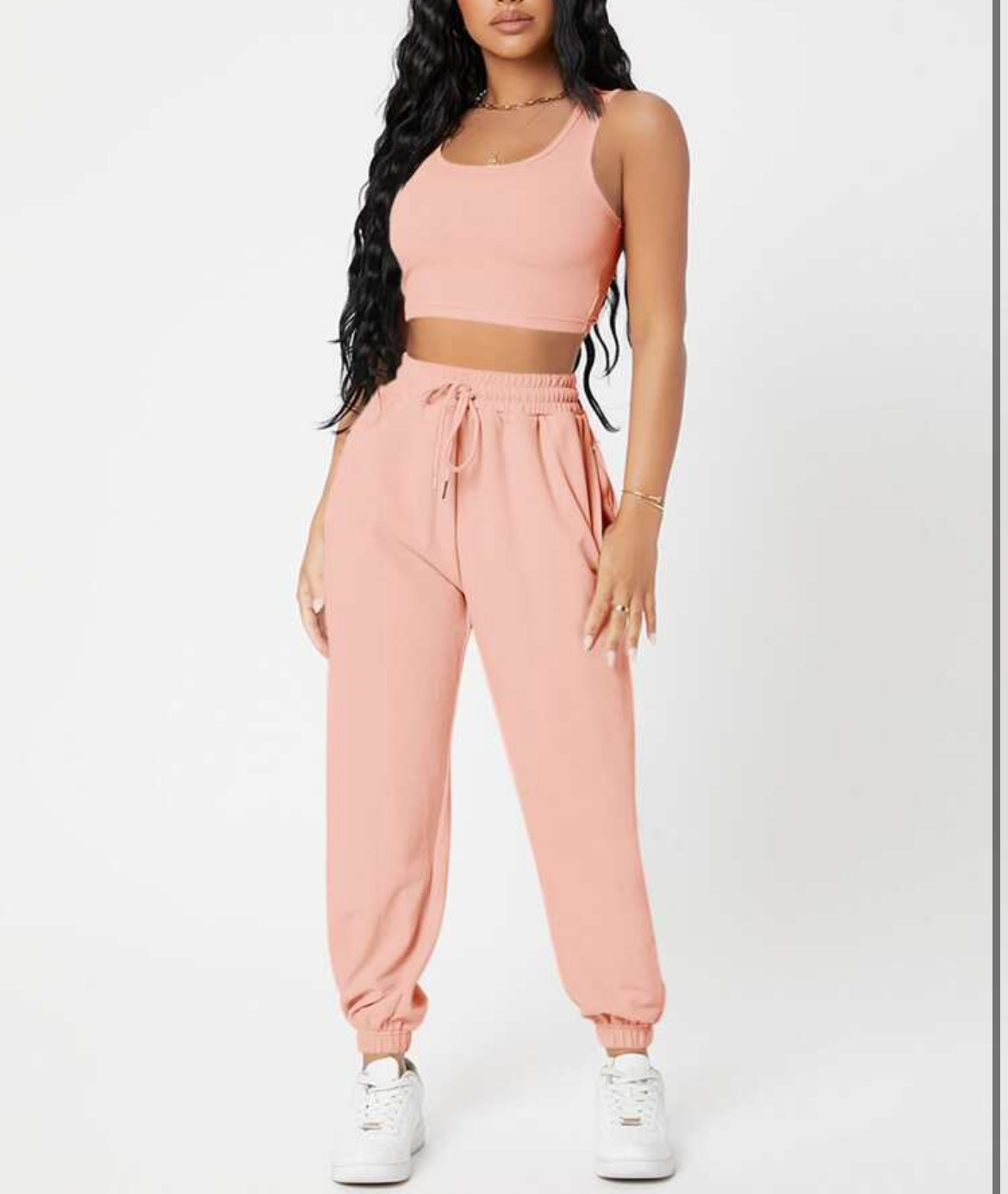 490g Weight Sleeveless Sleeve Length Polyester Fabric Type Pants Sets Sets Type 2 Pieces Set Quantity Casual, Daily Occasion Round Neck Neckline Breathable Function Skinny Fit Type Solid Color Pattern Summer Season Women's Gender Streetwear, Sport Style Style Women's Streetwear Sport Style Solid Color Polyester Round Neck Tracksuit 15