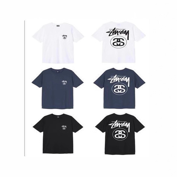 Stussy トレンドブランド ステューシー ダブルS ラウンドネック 半袖Tシャツ 購入後返品不可 国内スポット|undefined