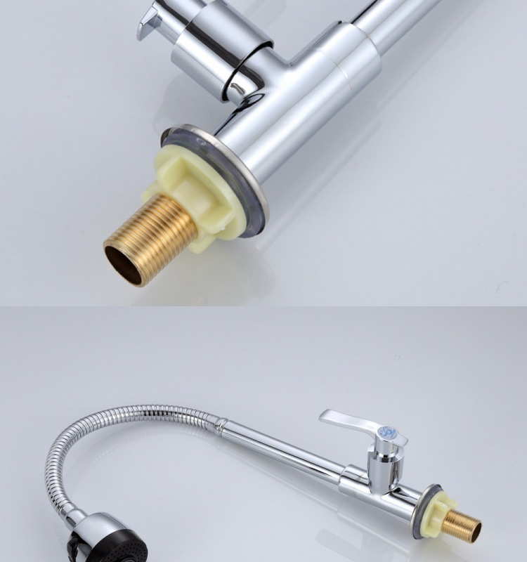 Single cold dish basin faucet, kitchen faucet, kitchen copper single cold faucet, copper faucet, universal tube, starting from one piece details Picture