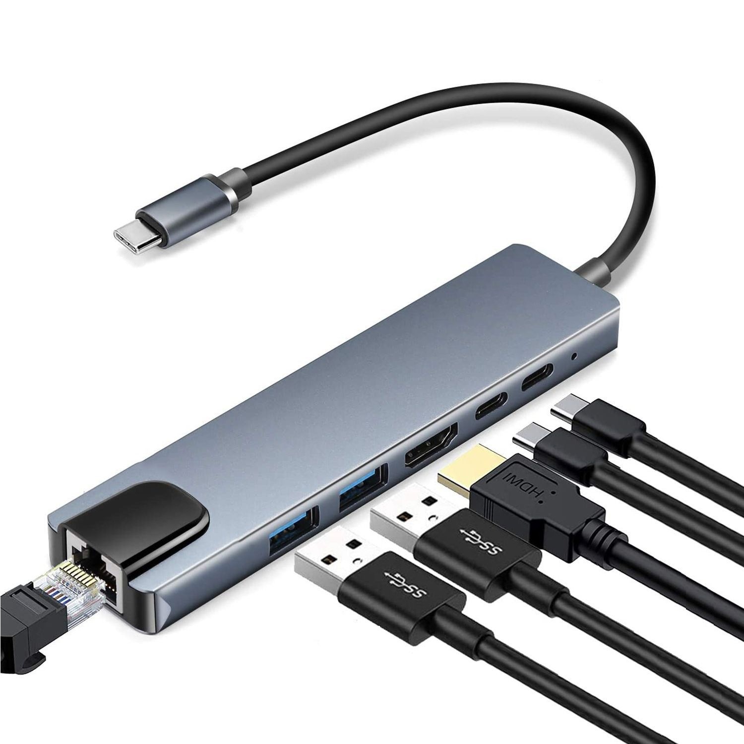 Extensor USB tipo-c docking macbook docking adaptador de puerto de red gigabit hub hdmi4k