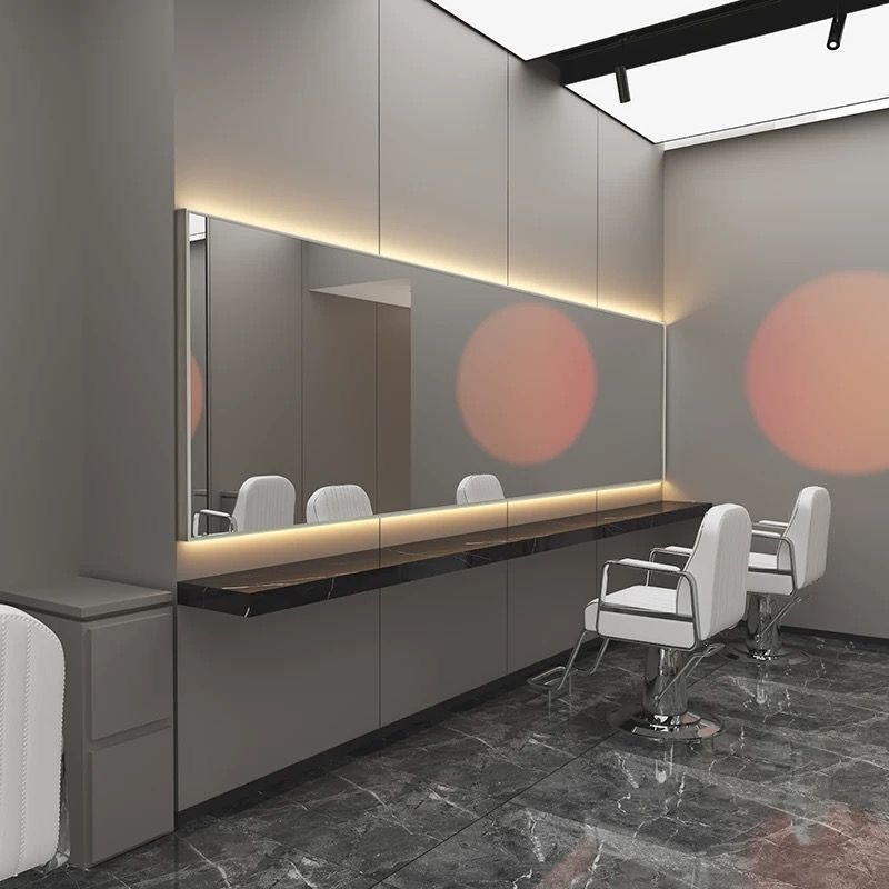 Internet-Famous Hair Salon Mirror Station Workbench Integrated Cabinet Storage Table with Lighting Photo Studio Makeup, Perming, and Dyeing Tool Table