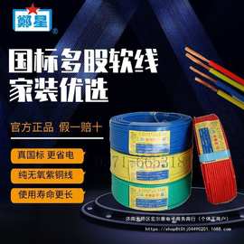 国标BVR2.5/4方铜芯线郑州三厂电线家用1.5/6平单芯多股软线