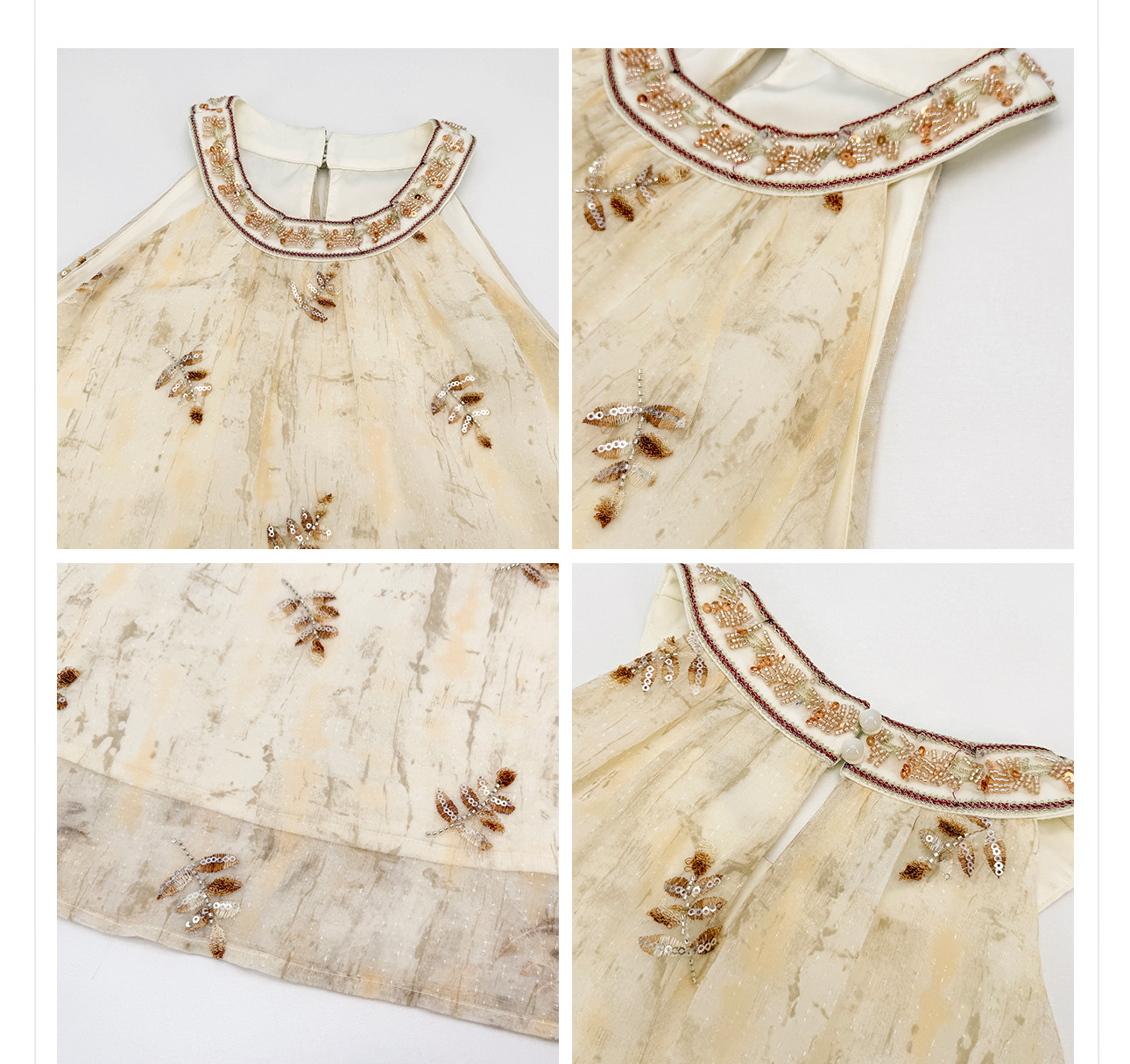 Bộ váy đầm maxi thắt eo phong cách tân cổ điển thêu hoa kết cườm — bộ đồ, váy liền, áo khoác chi tiết 19