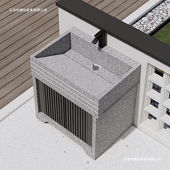 Granite Laundry Sink Integrated Basin with Washboard Balcony Laundry Cabinet Outdoor Courtyard Outdoor