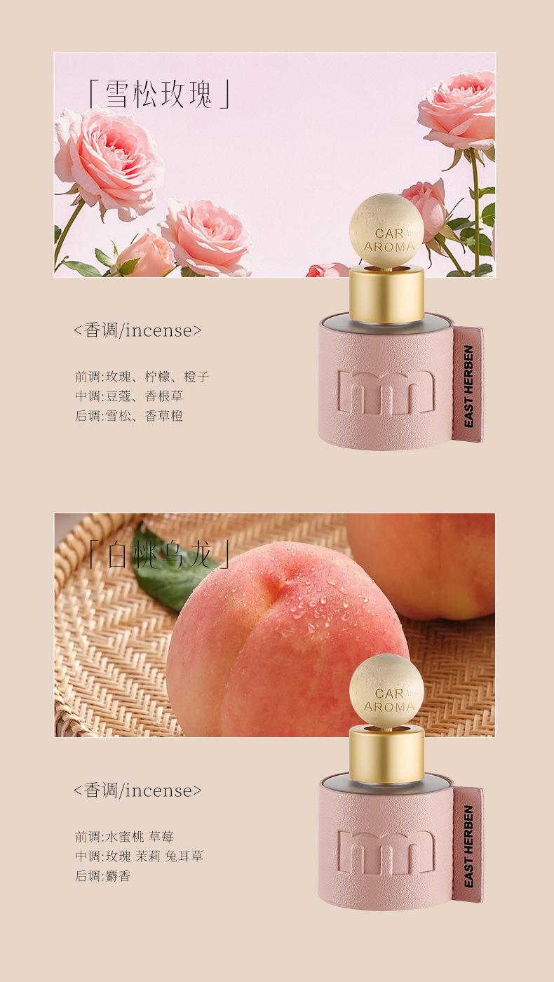 50ml Portable Car-Mounted Premium Aromatherapy Essential Oil Air Freshener and Deodorizer, Flameless Fragrance Ornament Wholesale