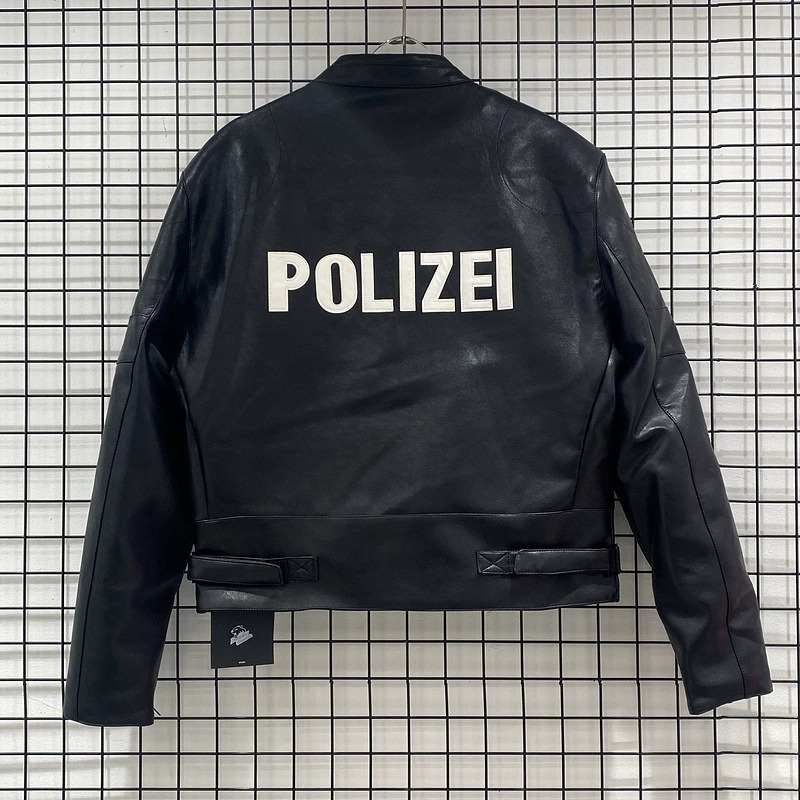 Кожаная куртка мотоциклетная VETEMENTS VETEMENTS 17SS полицейская стильная мужская мотоциклетная кожаная куртка