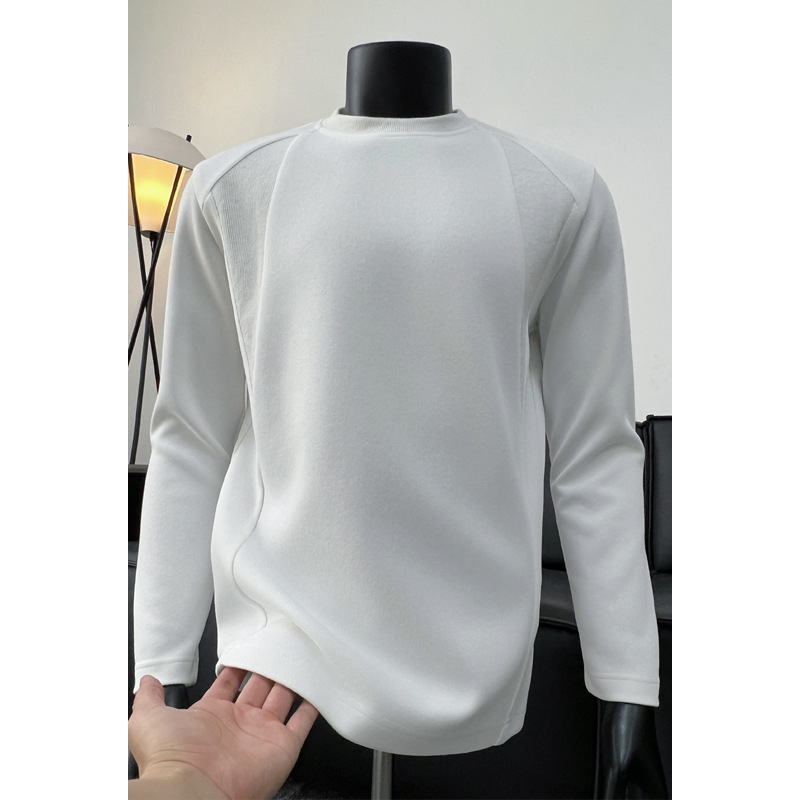 Mamba Cotton American-style Deconstructed Patchwork Silhouette Long-sleeve T-shirt, Round-neck Sweatshirt, Autumn_voghion.com