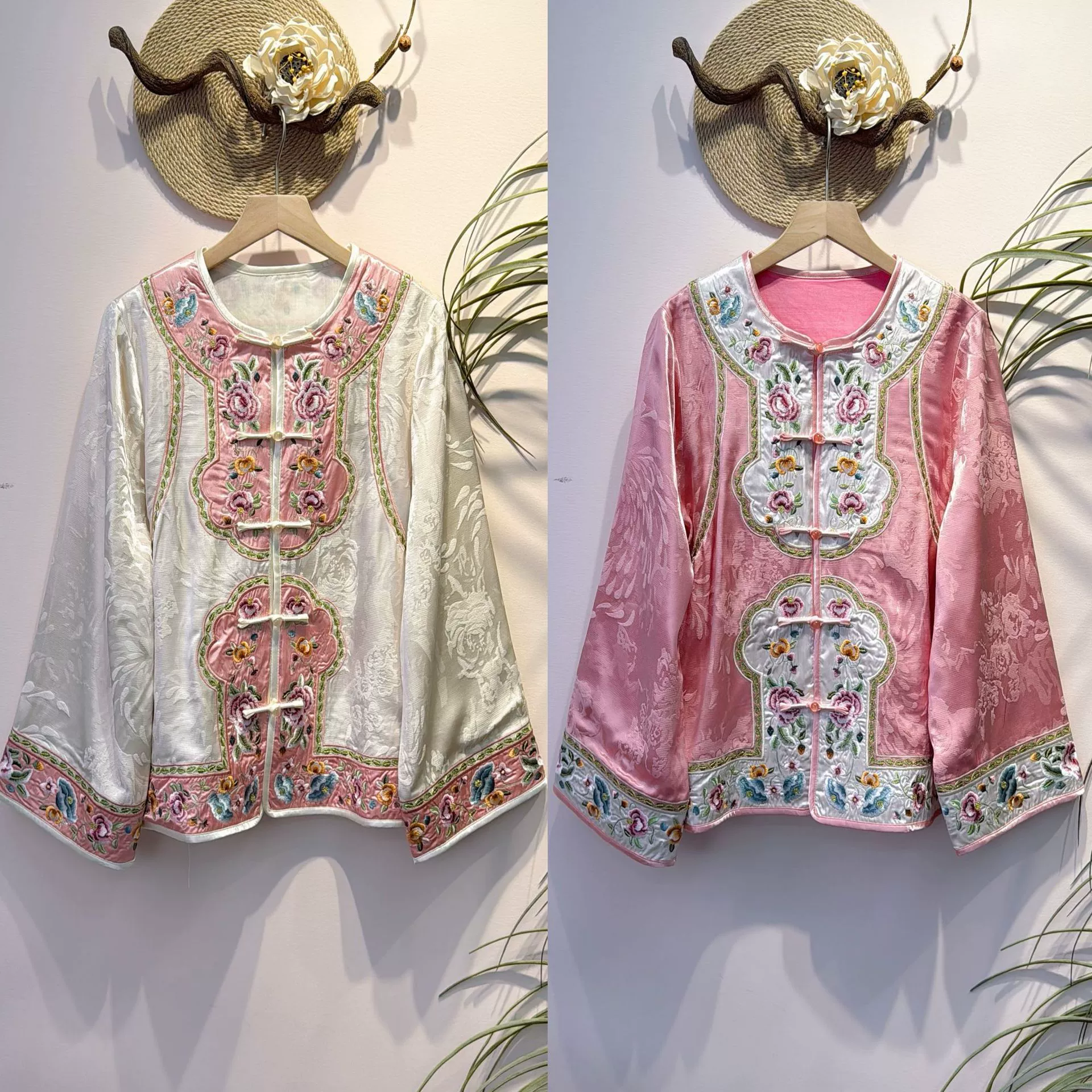 Клетчатая куртка в китайском стиле с вышивкой пионов в стиле пэчворк, улучшенное элегантное пальто, новый универсальный топ в китайском стиле для весны и осени.