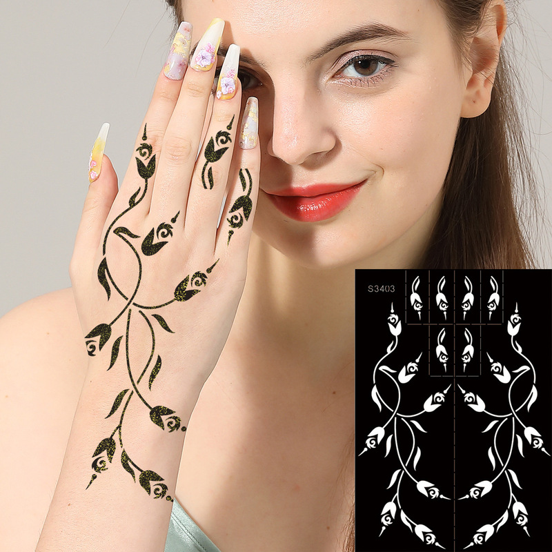 Cross-Border Hot Selling Indian Henna Tattoo Template Temporary Hand-Painted Inkjet Tool Human Body DIY Inkjet Tattoo Sticker