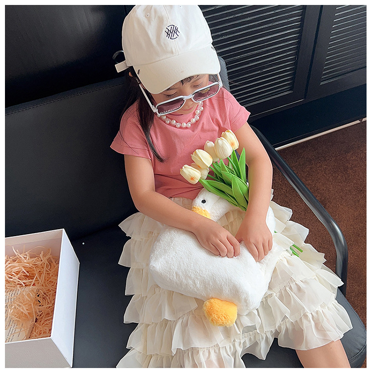 New plush and funny poached egg portable chain crossbody bag, cute and simple children's single-shoulder bag undefined