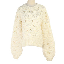 韩国大东门麻花套头毛衣圆领镂空秋冬新款慵懒长袖毛衣温柔毛衣女