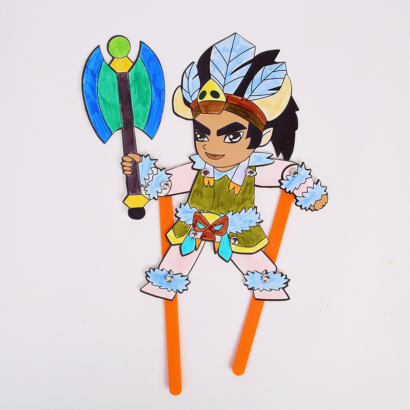 Juego de sombras Diy hecho a mano Viaje al oeste Personajes Puzzle para niños Paquete de material de pintura Jardín de infantes Juguetes de ensamblaje creativo