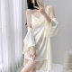 2024 New Sling Two-piece Nightgown Nightgown with Chest Pad Home Clothes Women's Pure Desire Style Ice Silk Thin Pajamas