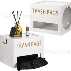 竹制垃圾袋收纳盒家用厨房保鲜膜整理盒双层抽拉式垃圾袋储物盒