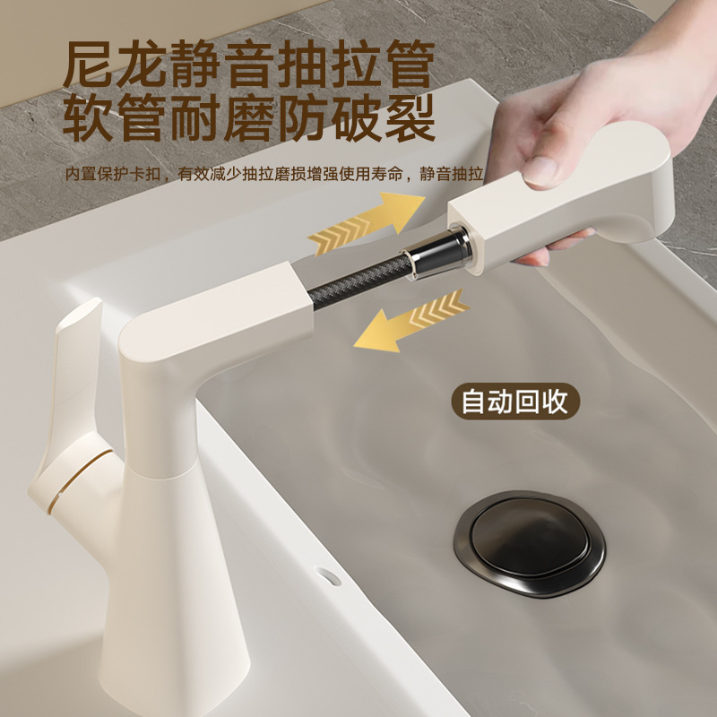 高級銅製昇降回転式水栓 冷温両用 洗面台 浴室用加圧引き出し式 海外で人気販売中|undefined