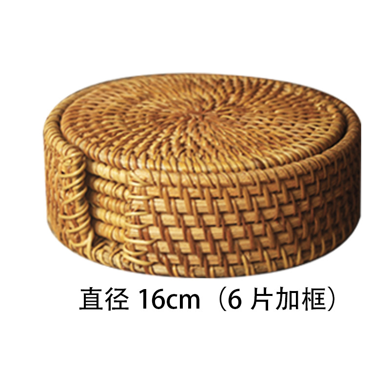 Tejido de caña artesanal almohadilla de taza de té tejido almohadilla de comedor creativa almohadilla de mesa almohadilla de platos almohadilla de aislamiento de calor