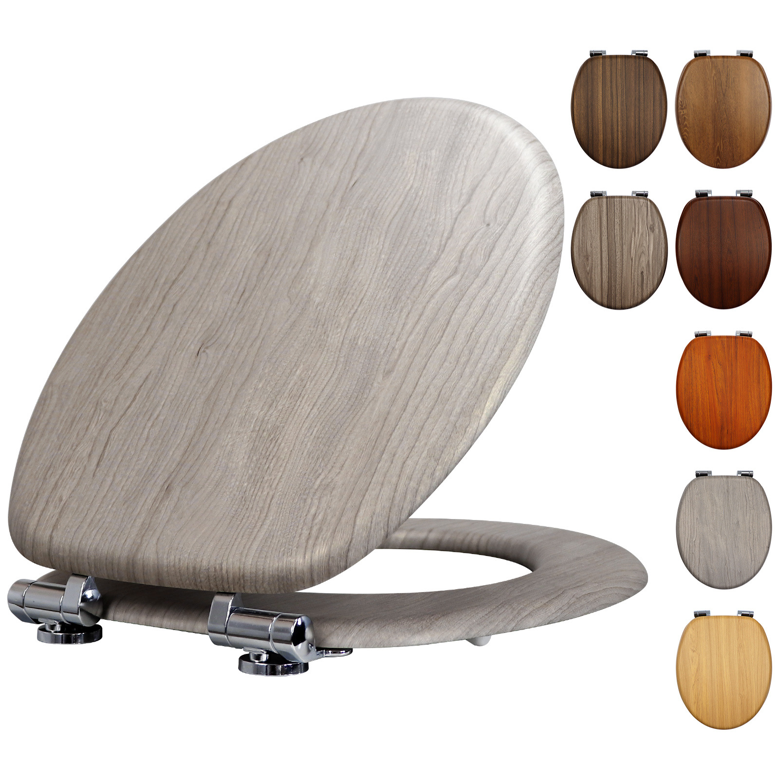 工厂直销密度板木质MDF马桶盖pvc贴皮木纹带缓降