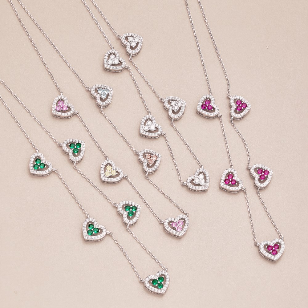9g Weight Zircon Inlay Material Necklace Classification 1 Piece Quantity Daily, Street Occasion 925 Sterling Silver Material Heart Shape Pattern Women's Gender Inlay Design Sweet, Shiny Style 925 Sterling Silver Zircon Inlay Heart Shape Necklace 9