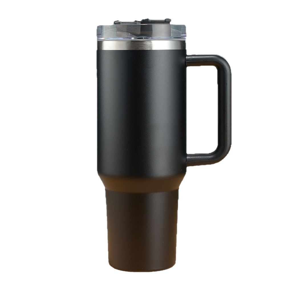 Vaso con asa de 40 oz, vaso para hielo, vaso de acero inoxidable 304 de doble capa al vacío, vaso portátil para automóvil con pajita, portátil para montar en el automóvil