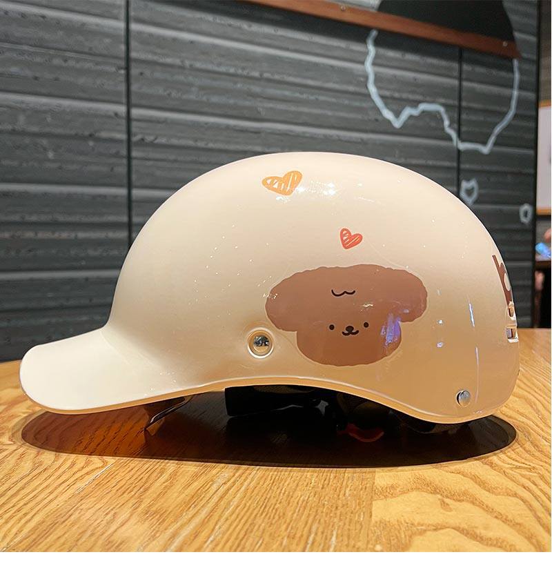 Original Puppy 3C Certified Electric Vehicle Safety Helmet for Women, Cartoon Motorcycle Helmet, Summer and All-Season Sun Protection for Electric Vehicles