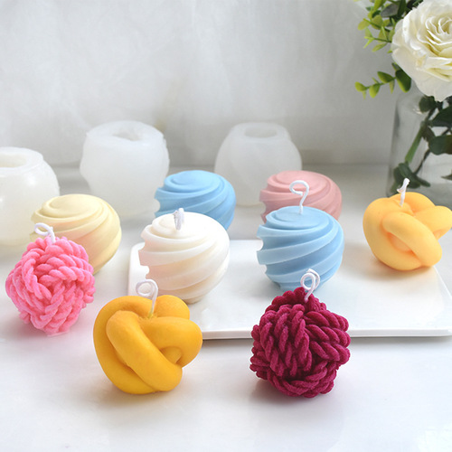 INS Yarn Ball Magic Knot Silicone Candle Aroma Decorations Cake Decoration Mold Factory Direct Sale