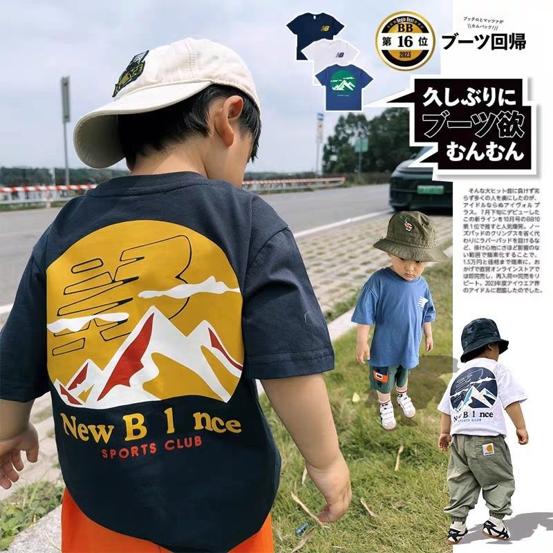 2024夏季新款山系童装儿童纯棉短袖T恤中小男童透气印花圆领上衣