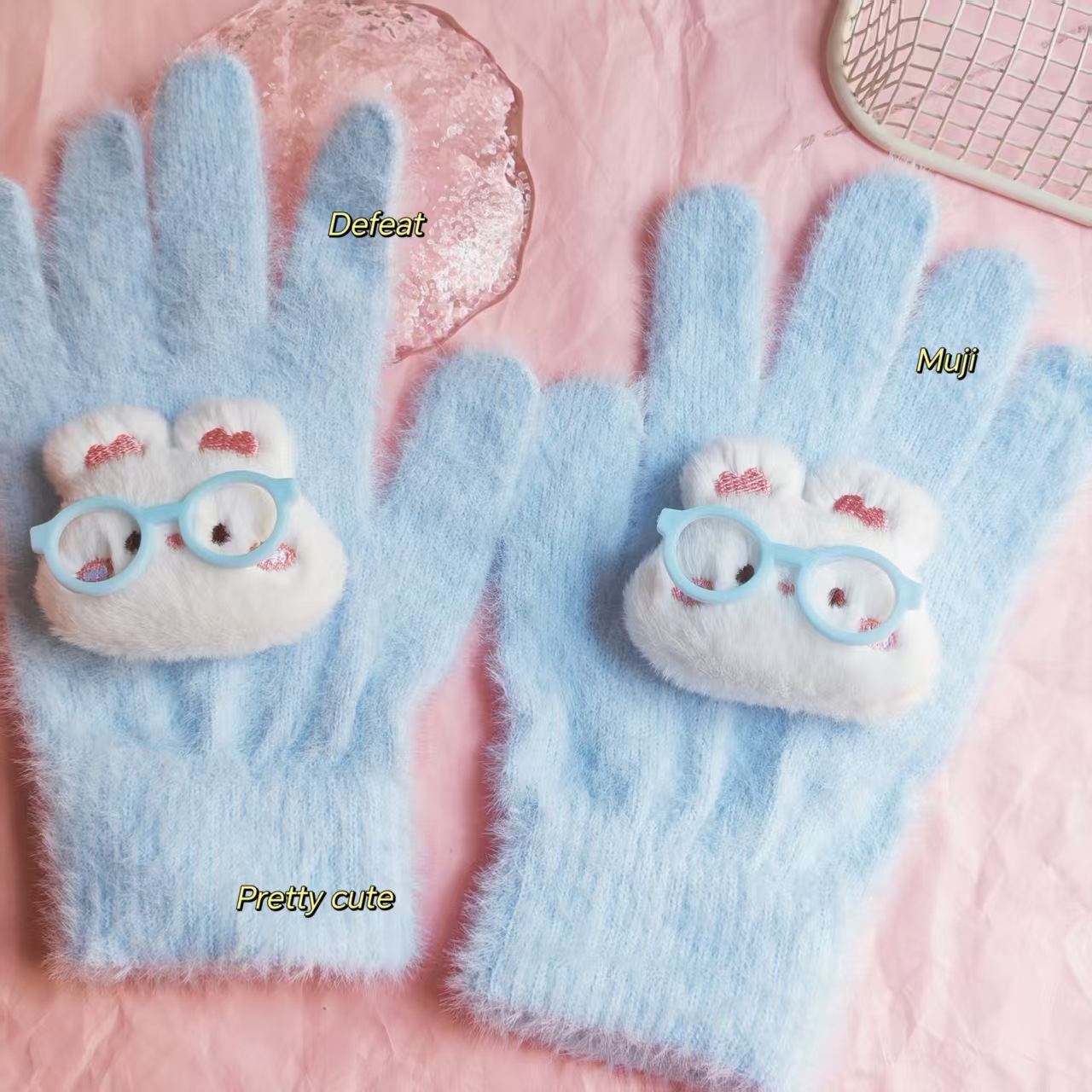 흰토끼 안경과 파란색 장갑 [개별포장]