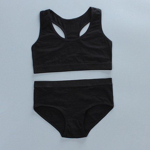 Girls bra set development period pure cotton vest style solid color sports 12 junior high school students bottoming underwear suspenders summer