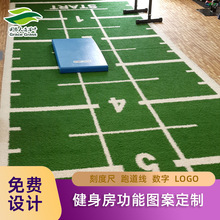 健身房草坪刻度草黑蓝绿色图案草人工仿真地毯人造草环保耐用