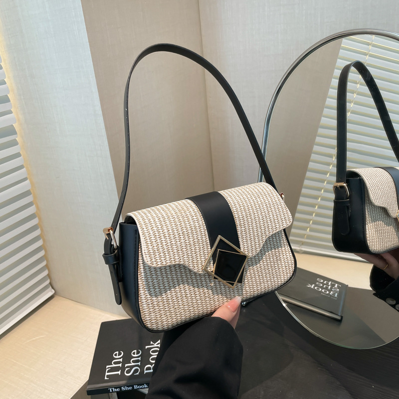 Bolso bajo la axila francés nicho nuevo estilo de primavera 2025 bolso de hombro portátil de moda simple bolso cuadrado