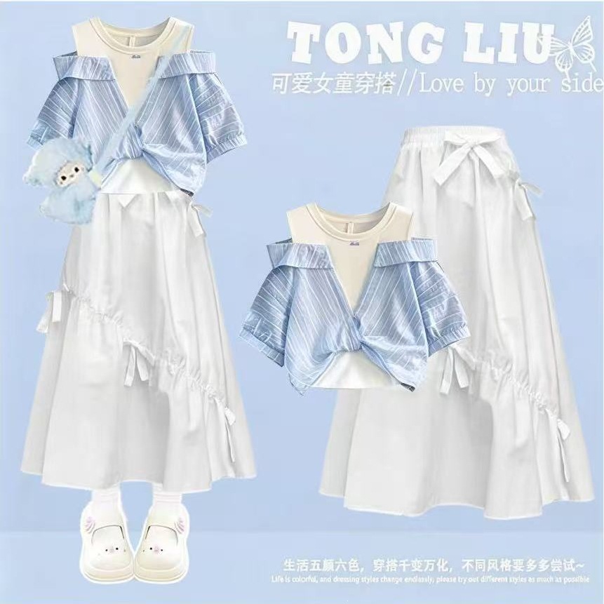 Original fabric and workmanship, 2026 new style fresh and cute short-sleeved T-shirt with contrasting shoulder and doll-like design for women.