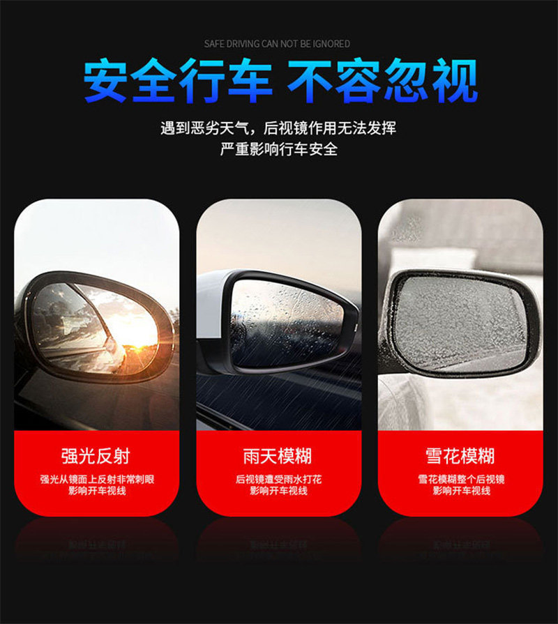 Car Rearview Mirror Rain-Proof Film, Anti-Fog Film, Anti-Reflective Film, Rain-Proof Sticker, Reversing Mirror Glass Waterproof and Anti-Fog Supplies