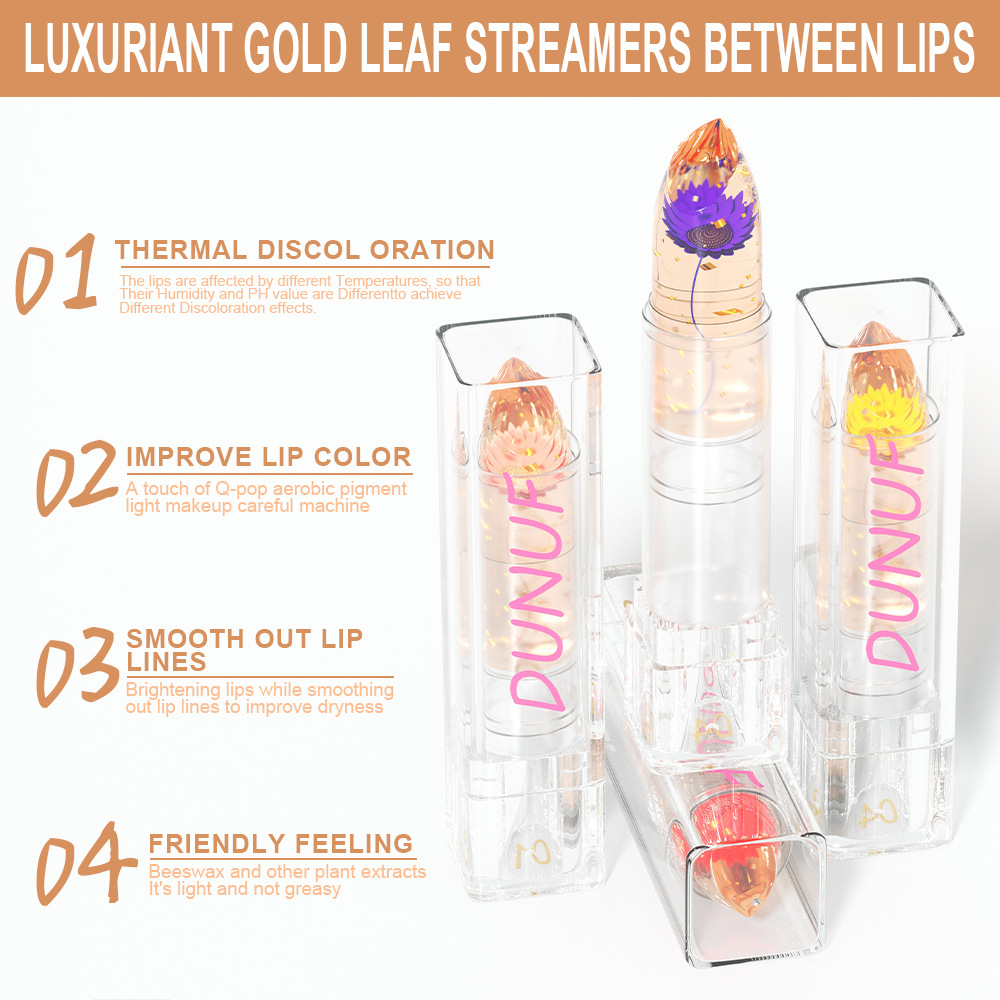 Check out DUNUF Dried Flower gold foil jelly color-changing Lipstick! Link Disclaimer - For Foreign trade only undefined