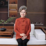 中老年妈妈针织开衫时尚马甲上衣两件套老太太宽松毛衣秋冬风，女装套装/套裙，妃慕昵服饰