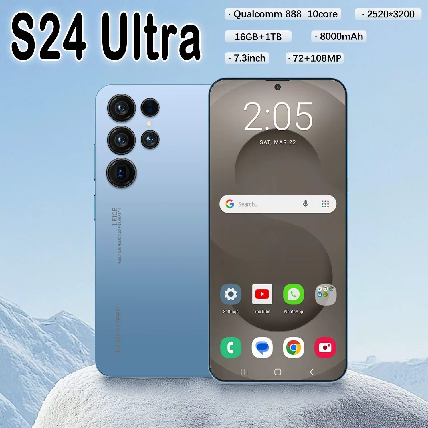 Смартфон (Cugo Kugo) S24 Ultra — 7.3-дюйма, Android 8.1, 2ГБ+16ГБ, варианты 3G