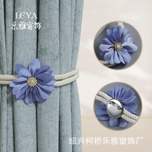 Curtain Tieback Manufacturer Chiffon Floral Cotton Rope Tieback Floral Curtain Buckle Curtain Decoration