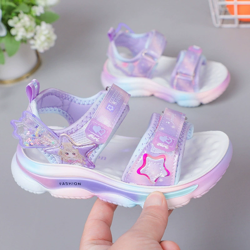 Children's summer sports breathable beach fashionable sandals for princess, for running, soft sole