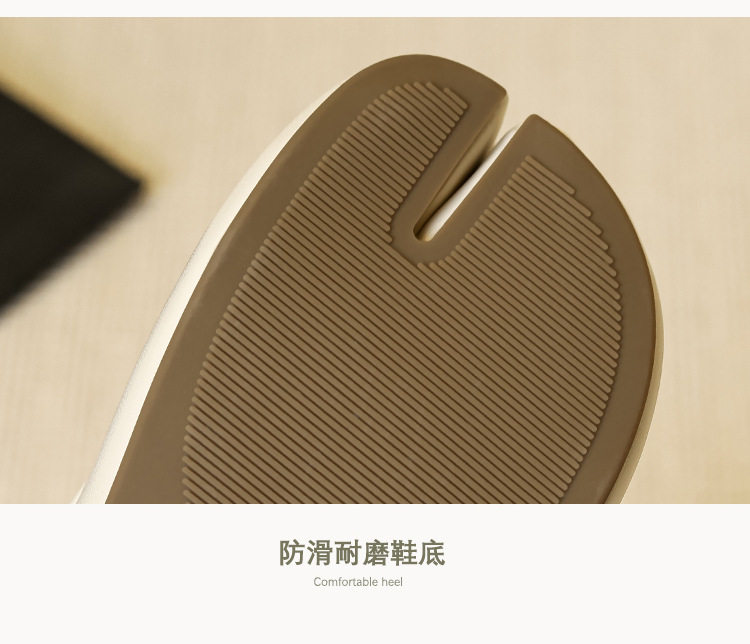 Giày búp bê nữ mũi tách ngón đế dày 5 cm độn gót, da mềm, đế bằng — Màu trắng, màu đen chi tiết 21