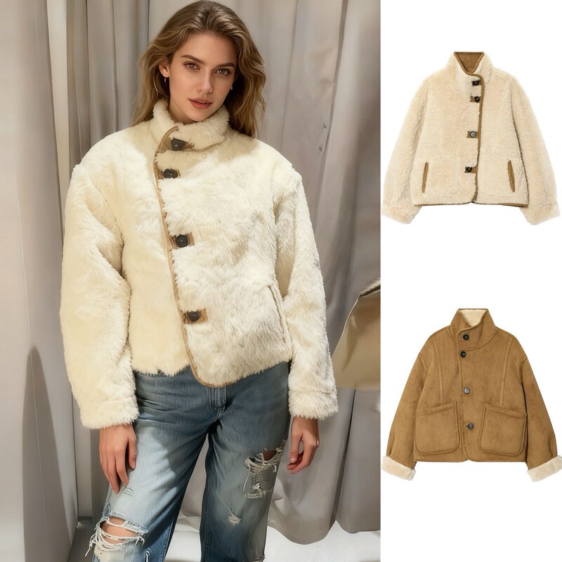 Cross-Border European and American Clothing Za Aliexpress Popular Ins Style Fashionable Double-Sided Reversible Jacket Cross-Border European and American Clothing Za Aliexpress Popular Ins Style Fashionable Double-Sided Reversible Jacket