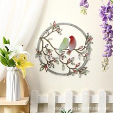 跨境工艺品铁艺圆爱情鸟客厅装饰摆件简约金属家居摆件高级感小众
