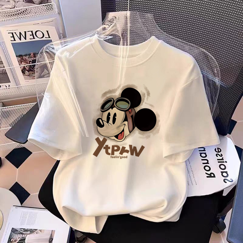 2025 New Pure Cotton Shoulder Short-sleeved T-shirt Women's Summer European Loose Slimming Top Small Shirt Base Shirt Ins Trendy