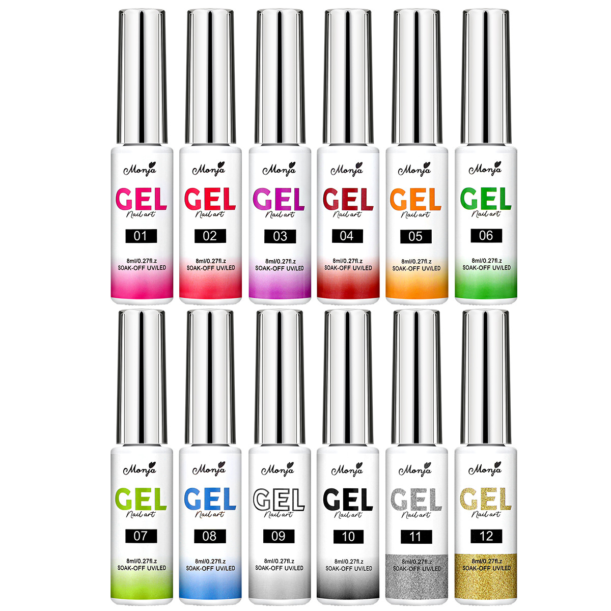 Transfronterizo nuevo pegamento de dibujo de uñas pegamento de pintura de uñas 12 color sólido esmalte de uñas pegamento gancho pintura flor fototerapia pegamento traje