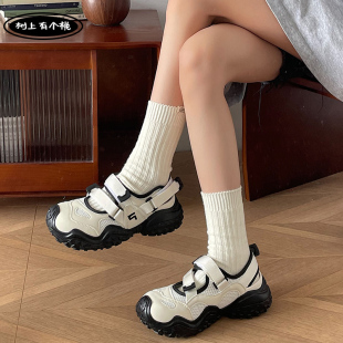 There is a peach on the tree platform heightened sports sandals women's 2024 summer new retro all-match ugly cute Mary Jane shoes
